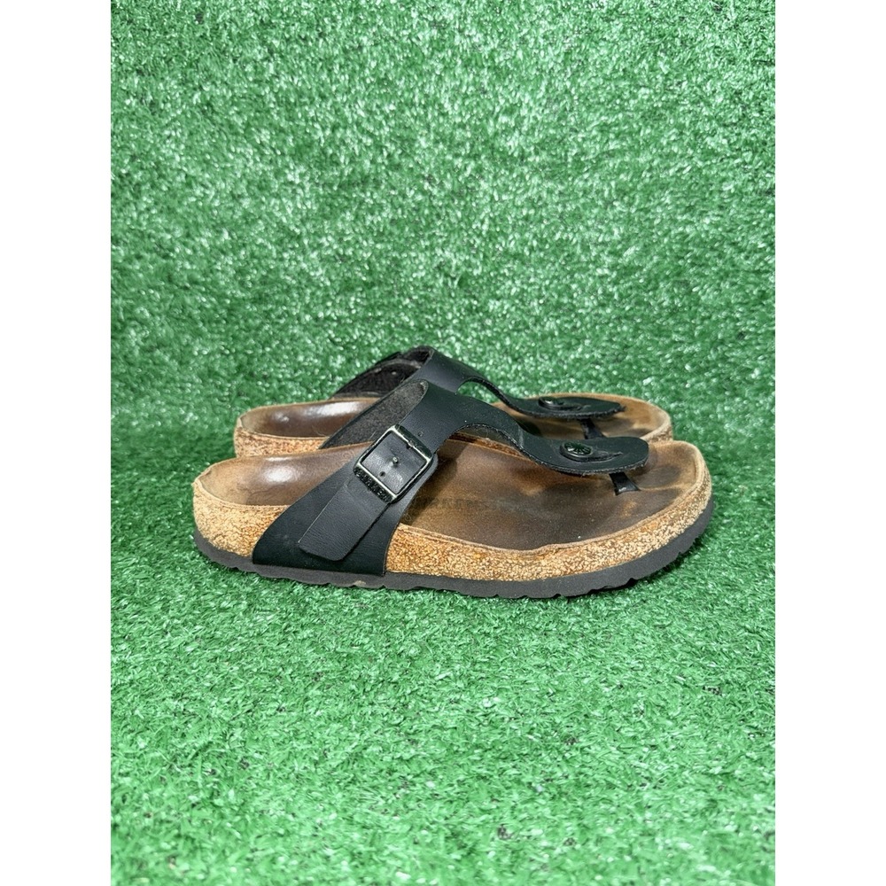 Birkenstock Gizeh Sandals Womens Size 5 Black Leather‎ Comfort Thong Slides